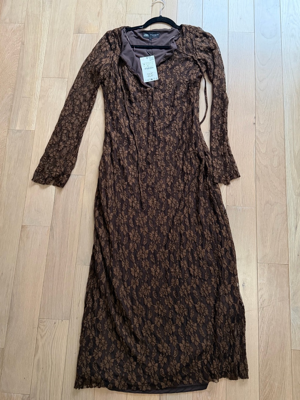 Zara Brown Lace Maxi Dress